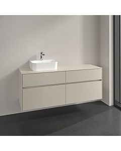 Villeroy und Boch Collaro Waschtischunterschrank C101B0VN 140x54,8x50cm, Waschtisch links, LED-Beleuchtung 10,4W, cashmere grey