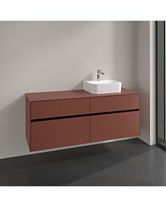 Villeroy und Boch Collaro meuble sous vasque C102B0AH 140x54,8x50cm, vasque à droite, éclairage LED 10,4W, bordeaux