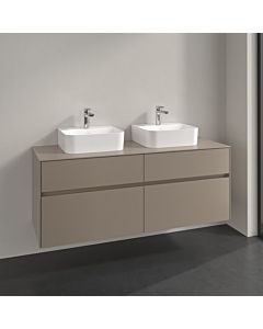meuble sous vasque Villeroy und Boch Collaro C103B0VM 140x54,8x50cm, pour 2 Waschtische , éclairage LED 10,4 W, taupe