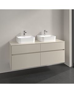 Villeroy und Boch Collaro Waschtischunterschrank C103B0VN 140x54,8x50cm, für 2 Waschtische, LED-Beleuchtung 10,4 W, cashmere grey