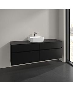Villeroy und Boch Collaro meuble sous vasque C104B0VL 160x54,8x50cm, vasque au milieu, éclairage LED 12W, noir volcan