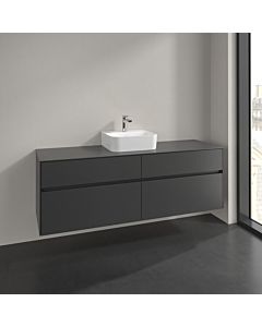 Villeroy und Boch Collaro meuble sous vasque C104B0VR 160x54,8x50cm, vasque au milieu, éclairage LED 12W, graphite