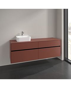 Villeroy und Boch Collaro meuble sous vasque C10500AH 160x54,8x50cm, vasque à gauche, bordeaux