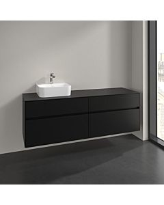 Villeroy und Boch Collaro meuble sous vasque C105B0VL 160x54,8x50cm, vasque à gauche, éclairage LED 12W, noir volcan