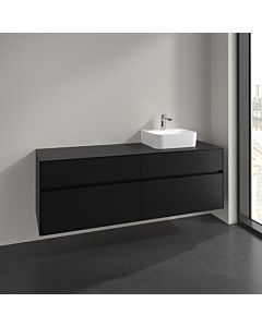 Villeroy und Boch Collaro meuble sous vasque C106B0VL 160x54,8x50cm, vasque à droite, éclairage LED 12W, noir volcan