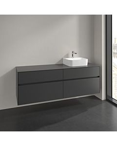 Villeroy und Boch Collaro meuble sous vasque C106B0VR 160x54,8x50cm, vasque à droite, éclairage LED 12W, graphite