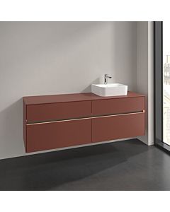 Villeroy und Boch Collaro meuble sous vasque C106B0AH 160x54,8x50cm, vasque à droite, éclairage LED 12W, bordeaux