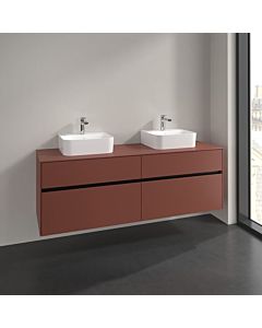 Meuble sous-vasque Villeroy und Boch Collaro C107B0AH 160 x 54,8 x 50 cm, pour 2 Waschtische , éclairage LED 12 W, bordeaux