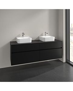 Meuble sous vasque Villeroy und Boch Collaro C107B0VL 160 x 54,8 x 50 cm, pour 2 Waschtische , éclairage LED 12 W, noir volcan