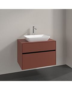 Villeroy und Boch Collaro meuble sous-vasque C10800AH 80x54,8x50cm, meuble sous-vasque centré, rouge vin
