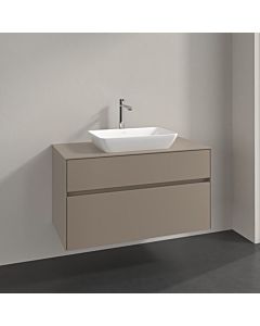 Villeroy und Boch Collaro Waschtischunterschrank C109B0VM 100x54,8x50cm, Waschtisch mittig, LED-Beleuchtung 7,3 W, taupe