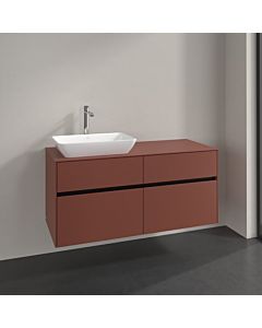 Meuble sous-vasque Villeroy und Boch Collaro C11300AH 120x54,8x50cm, vasque à gauche, bordeaux