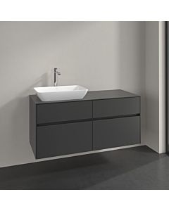 Meuble sous-vasque Villeroy und Boch Collaro C113B0VR 120 x 54,8 x 50 cm, vasque à gauche, éclairage LED 8,8 W, graphite