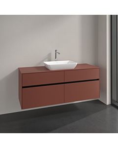 Villeroy und Boch Collaro Waschtischunterschrank C116B0AH 140x54,8x50cm, für Waschtisch mittig, LED-Beleuchtung 10,4W, wine red