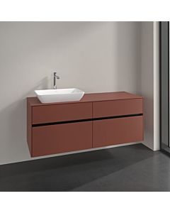 Meuble sous-vasque Villeroy und Boch Collaro C117B0AH 140x54,8x50cm, vasque à gauche, éclairage LED 10,4W, bordeaux