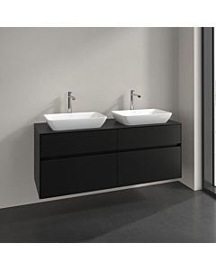 Villeroy und Boch Collaro vanity unit C119B0VL 140x54.8x50cm, for 2 Waschtische , LED lighting 10.4 W, volcano black