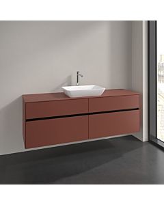 Villeroy und Boch Collaro Waschtischunterschrank C12000AH 160x54,8x50cm, Waschtisch mittig, wine red