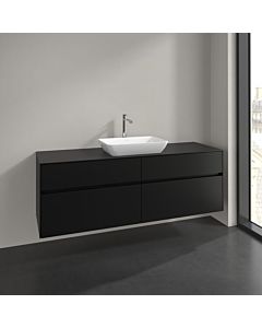 Villeroy und Boch Collaro meuble sous-vasque C12000VL 160x54,8x50cm, meuble sous-vasque centré, noir volcan