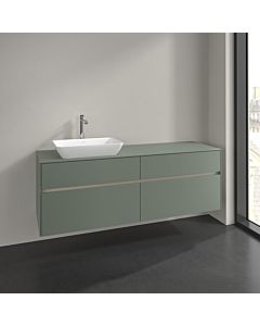 Villeroy und Boch Collaro vanity unit C121B0AF 160x54.8x50cm, washbasin on the left, LED lighting 12W, soft green