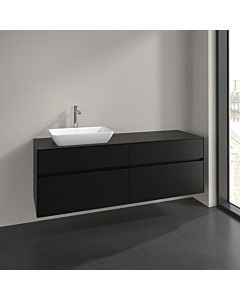 Villeroy und Boch Collaro vanity unit C121B0VL 160x54.8x50cm, washbasin on the left, LED lighting 12W, volcano black