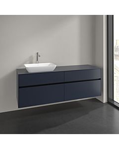 Meuble sous-vasque Villeroy und Boch Collaro C12100VQ 160x54,8x50cm, vasque à gauche, bleu marine