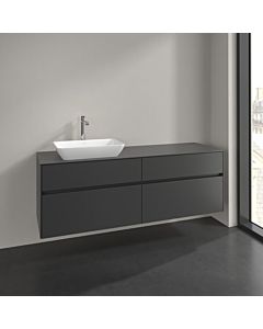Villeroy und Boch Collaro vanity unit C121B0VR 160x54.8x50cm, washbasin on the left, LED lighting 12W, graphite
