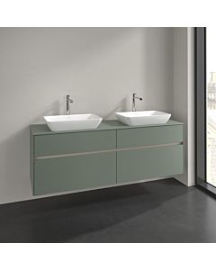 Meuble sous vasque Villeroy und Boch Collaro C123B0AF 160x54,8x50cm, pour 2 Waschtische , éclairage LED 12W, vert tendre