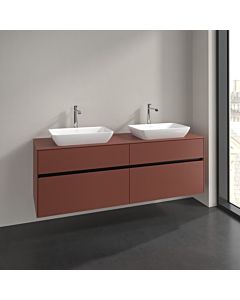 Villeroy und Boch Collaro Waschtischunterschrank C123B0AH 160x54,8x50cm, für 2 Waschtische, LED-Beleuchtung 12W, wine red