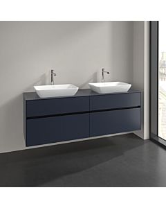 Meuble sous vasque Villeroy und Boch Collaro C12300VQ 160x54,8x50cm, pour 2 Waschtische , bleu marine