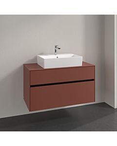 Villeroy und Boch Collaro Waschtischunterschrank C125B0AH 100x54,8x50cm, Waschtisch mittig, LED-Beleuchtung 7,3 W, wine red