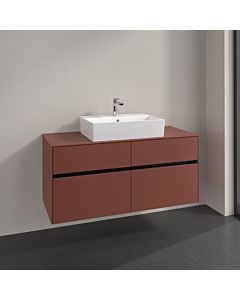 Meuble sous-vasque Villeroy und Boch Collaro C128B0AH 120x54,8x50cm, meuble sous-vasque centré, éclairage LED 8,8W, bordeaux