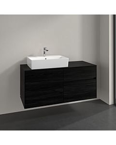 Villeroy und Boch Collaro vanity unit C129B0AB 120x54.8x50cm, washbasin on the left, LED lighting 8.8 W, black oak