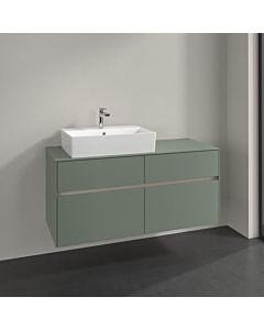 Villeroy und Boch Collaro Waschtischunterschrank C129B0AF 120x54,8x50cm, Waschtisch links, LED-Beleuchtung 8,8 W, soft green