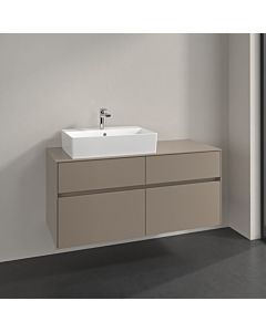 Villeroy und Boch Collaro Waschtischunterschrank C129B0VM 120x54,8x50cm, Waschtisch links, LED-Beleuchtung 8,8 W, taupe