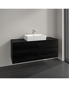 Villeroy und Boch Collaro Waschtischunterschrank C131B0AB 140x54,8x50cm, für Waschtisch mittig, LED-Beleuchtung 10,4W, black oak