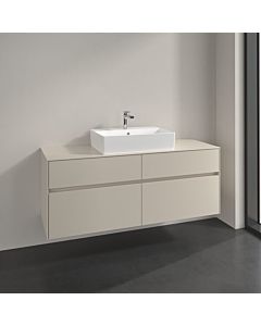 Meuble sous-vasque Villeroy und Boch Collaro C131B0VN 140 x 54,8 x 50 cm, pour vasque centrale, éclairage LED 10,4 W, gris cachemire