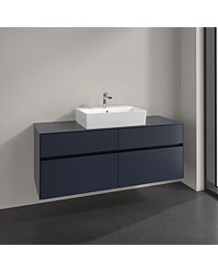 Meuble sous-vasque Villeroy und Boch Collaro C131B0VQ 140 x 54,8 x 50 cm, pour vasque centrale, éclairage LED 10,4 W, bleu marine