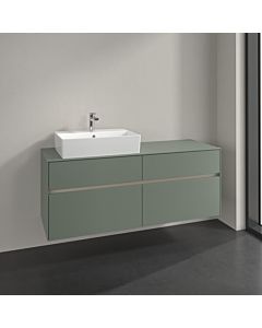 Villeroy und Boch Collaro Waschtischunterschrank C132B0AF 140x54,8x50cm, Waschtisch links, LED-Beleuchtung 10,4W, soft green