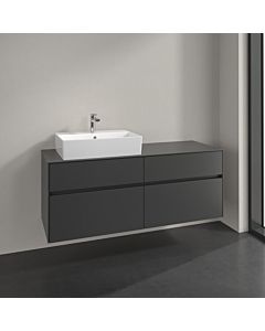 Villeroy und Boch Collaro Waschtischunterschrank C132B0VR 140x54,8x50cm, Waschtisch links, LED-Beleuchtung 10,4W, graphite