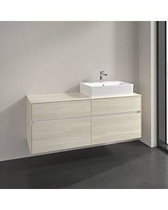 Meuble sous-vasque Villeroy und Boch Collaro C133B0AA 140x54,8x50cm, vasque à droite, éclairage LED 10,4W, chêne blanc