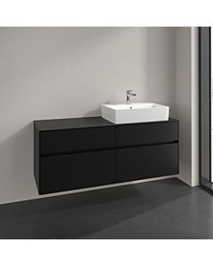 Villeroy und Boch Collaro vanity unit C133B0VL 140x54.8x50cm, washbasin right, LED lighting 10.4W, volcano black