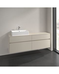 Villeroy und Boch Collaro vanity unit C135B0VN 160x54.8x50cm, washbasin on the left, LED lighting 12W, cashmere grey