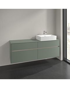 Villeroy und Boch Collaro vanity unit C136B0AF 160x54.8x50cm, washbasin on the right, LED lighting 12W, soft green