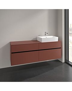 Villeroy und Boch Collaro Waschtischunterschrank C136B0AH 160x54,8x50cm, Waschtisch rechts, LED-Beleuchtung 12W, wine red