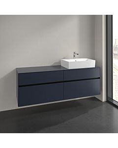 Villeroy und Boch Collaro Waschtischunterschrank C136B0VQ 160x54,8x50cm, Waschtisch rechts, LED-Beleuchtung 12W, marine blue