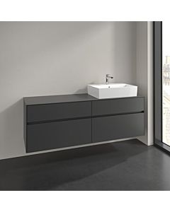 Meuble sous-vasque Villeroy und Boch Collaro C136B0VR 160 x 54,8 x 50 cm, vasque à droite, éclairage LED 12 W, graphite