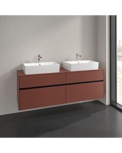 Meuble sous-vasque Villeroy und Boch Collaro C13700AH 160x54,8x50cm, pour 2 Waschtische , rouge vin