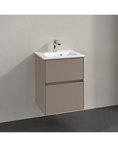 Villeroy und Boch Collaro Waschtischunterschrank C141B0VM 47,2x61x40,4cm, Waschbecken mittig, LED-Beleuchtung 3,1W, taupe