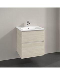Villeroy und Boch Collaro vanity unit C142B0AA 56.1x61x48cm, center basin, LED lighting 3.9W, white oak