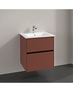 Villeroy und Boch Collaro Waschtischunterschrank C14200AH 56,1x61x48cm, Waschbecken mittig, wine red